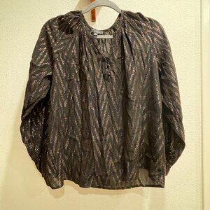 Current Air Black Metallic Copper Long Sleeve Blouse! Top XS